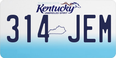 KY license plate 314JEM