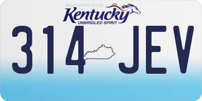 KY license plate 314JEV