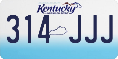 KY license plate 314JJJ