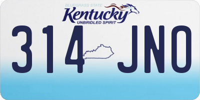 KY license plate 314JNO