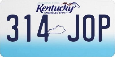 KY license plate 314JOP