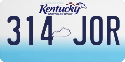 KY license plate 314JOR