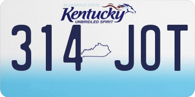 KY license plate 314JOT