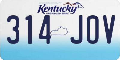 KY license plate 314JOV