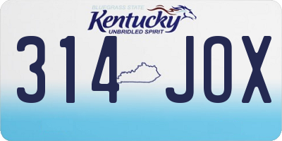 KY license plate 314JOX