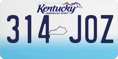 KY license plate 314JOZ