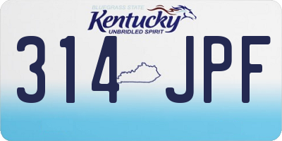 KY license plate 314JPF