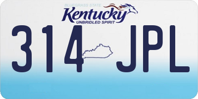 KY license plate 314JPL