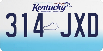 KY license plate 314JXD