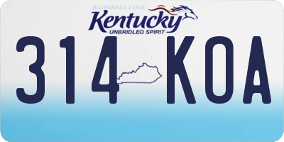 KY license plate 314KOA