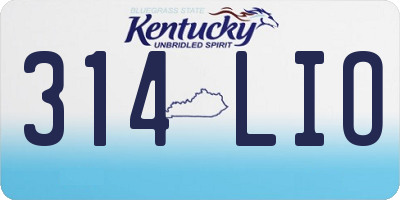 KY license plate 314LIO