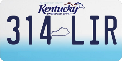 KY license plate 314LIR