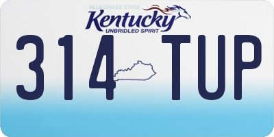 KY license plate 314TUP