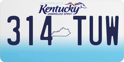 KY license plate 314TUW