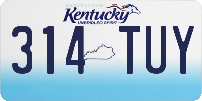 KY license plate 314TUY