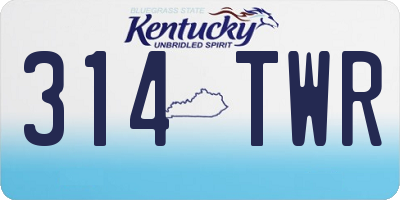 KY license plate 314TWR
