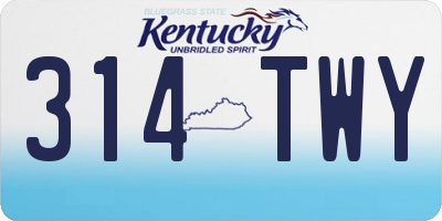 KY license plate 314TWY