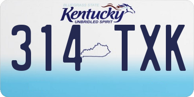 KY license plate 314TXK