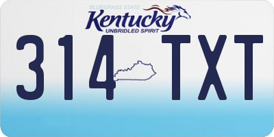 KY license plate 314TXT