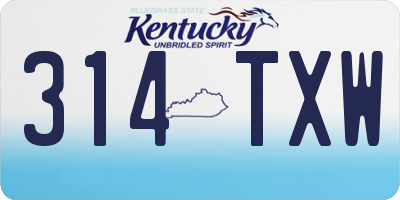 KY license plate 314TXW