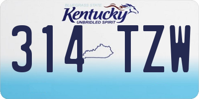 KY license plate 314TZW