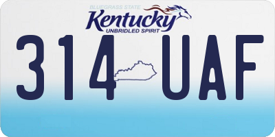 KY license plate 314UAF
