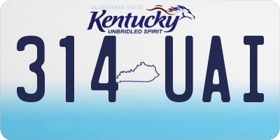 KY license plate 314UAI