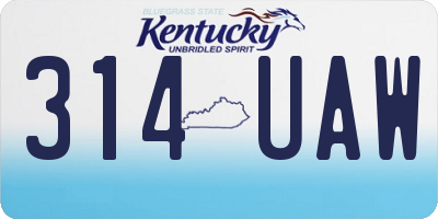 KY license plate 314UAW