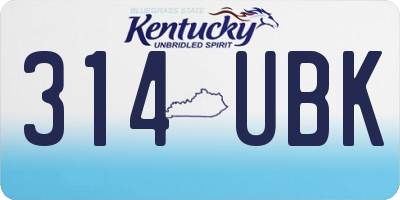KY license plate 314UBK
