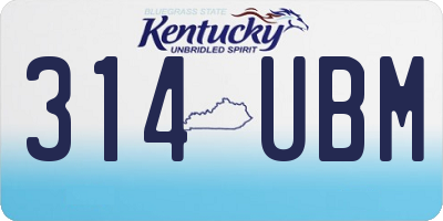 KY license plate 314UBM