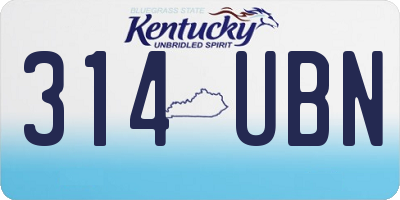 KY license plate 314UBN