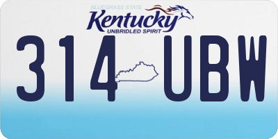 KY license plate 314UBW