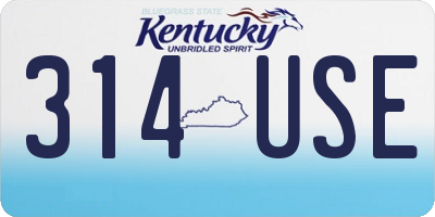 KY license plate 314USE