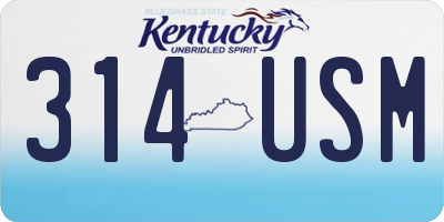 KY license plate 314USM