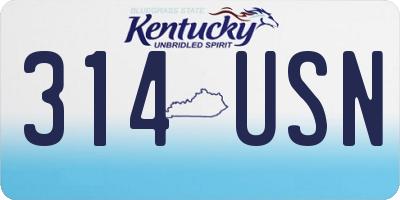KY license plate 314USN