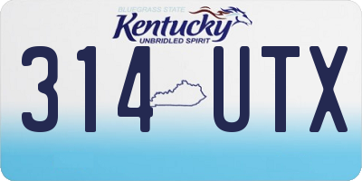 KY license plate 314UTX