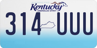 KY license plate 314UUU