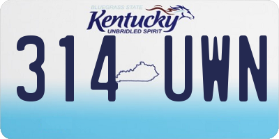 KY license plate 314UWN