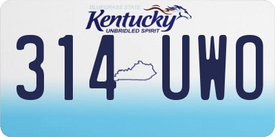 KY license plate 314UWO