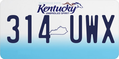 KY license plate 314UWX