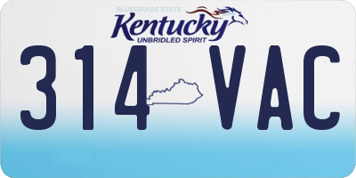 KY license plate 314VAC