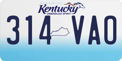 KY license plate 314VAO