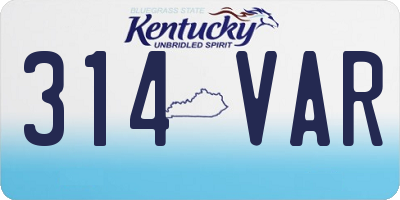 KY license plate 314VAR
