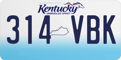 KY license plate 314VBK