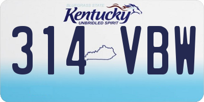 KY license plate 314VBW