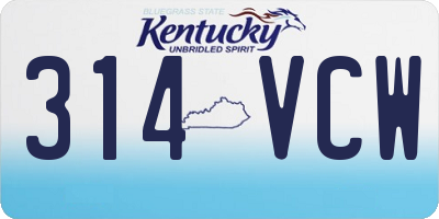 KY license plate 314VCW
