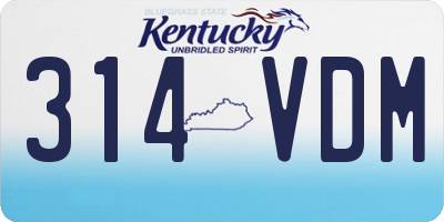 KY license plate 314VDM