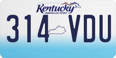 KY license plate 314VDU
