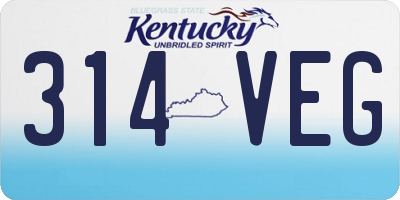 KY license plate 314VEG