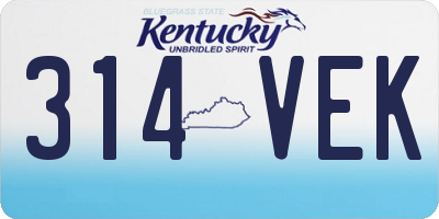 KY license plate 314VEK